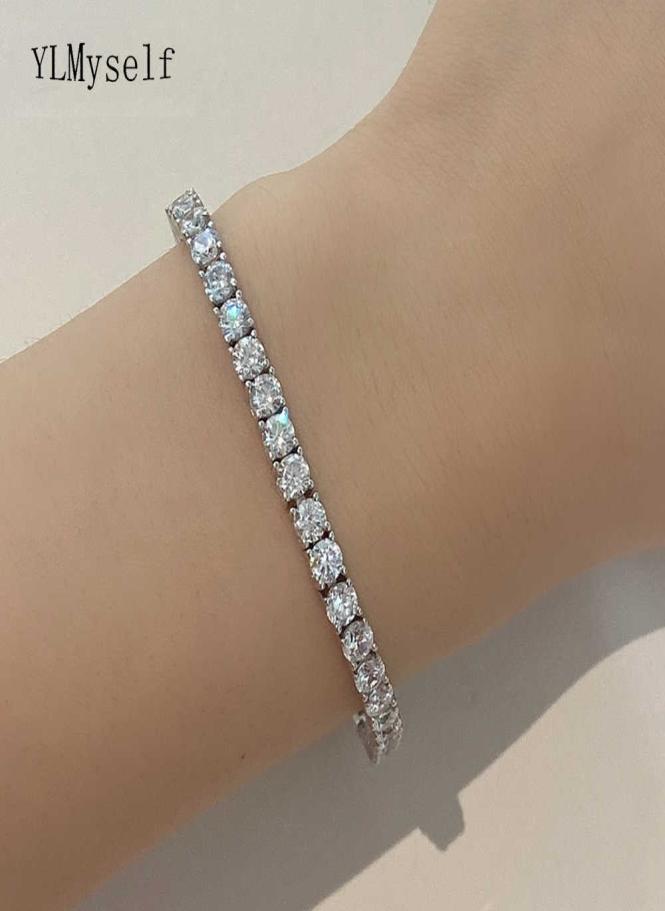2mm5mm Cubic Zirconia Of 789 inch Tennis Bracelet Copper Jewelry WhiteGold Plated Bangle H0903