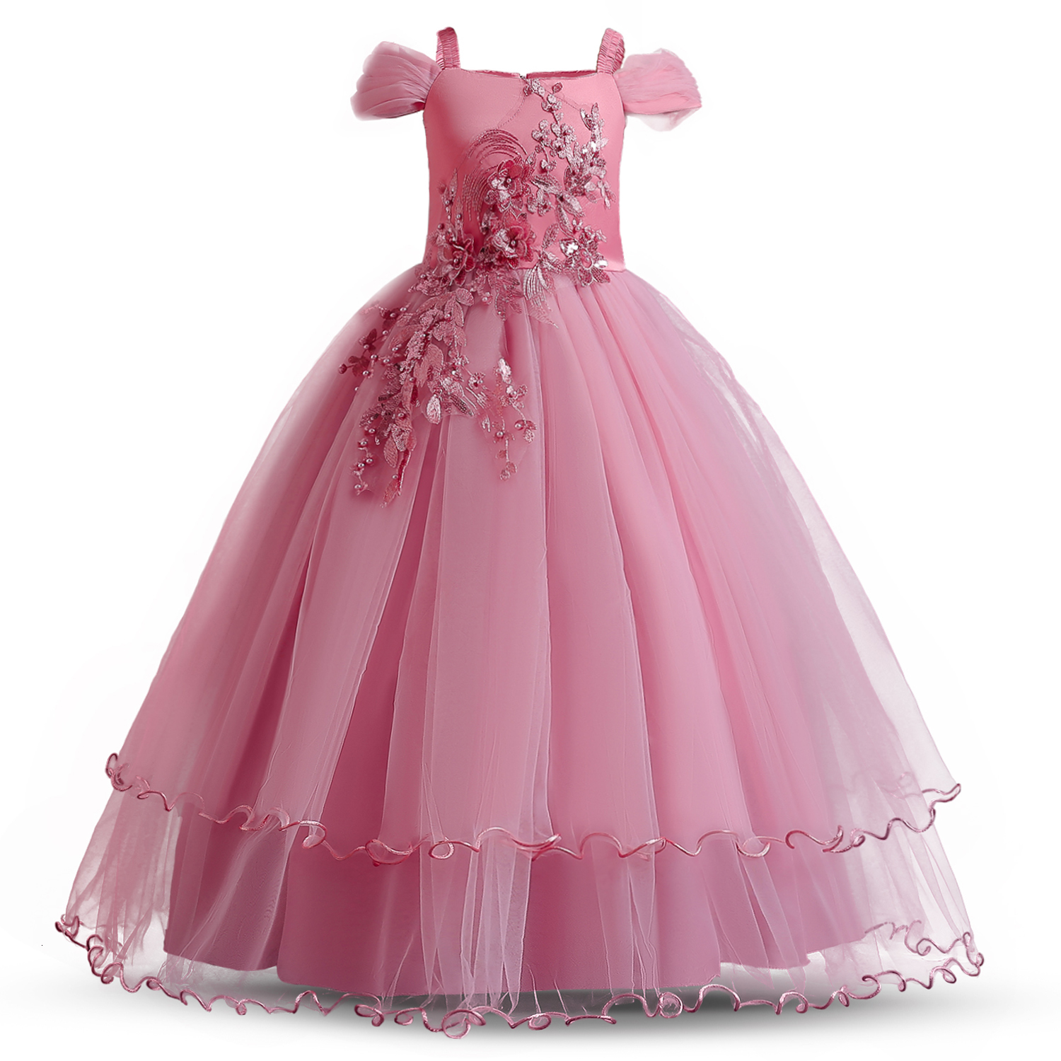 Girls Dresses Kid Wedding for Elegant Flower Princess Long Gown Baby Girl Christmas Dress vestidos infantil Size 6 12 14 Years 230406