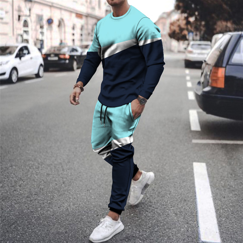 Men's Tracksuits Spring Men's 2-Piece Tracksuits 3D Printed Long Sleeve T-shirt Set Casual Men's 2-Piece Large Men's T-shirt Set 2