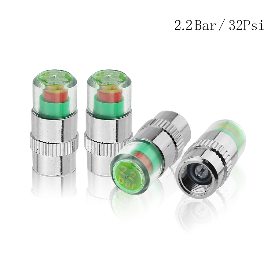AUTO 2.0/2.2/2.4 Bar 30/32 PSI Car Tire Pressure Monitor Pressure Gauge Cap Sensor Indicator Alert Monitoring Tools Kit 4pcs/Lot