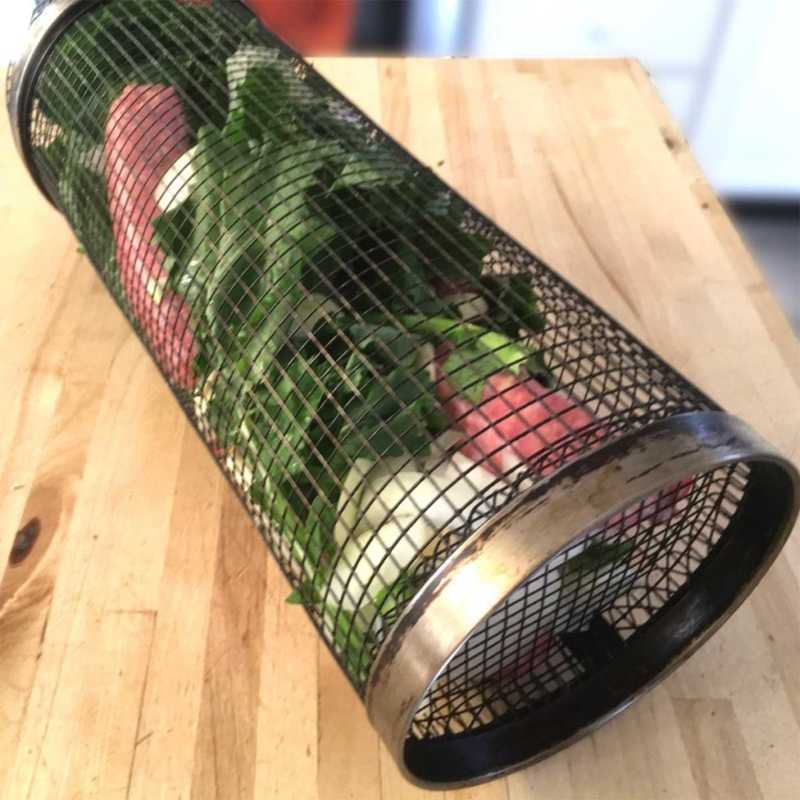 BBQ Tools Accessories Stainless Steel Grilling Roaster BBQ Rotisserie Basket Oven Cage Steak Shrimp Vegetable Shelf Basket Baking Tools