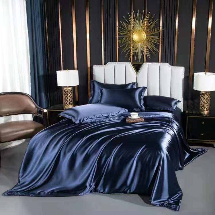 European style washed silk four piece set of solid color double-sided ice silk bed sheets, silk quilt covers, silk slide sheets, and bedding, Color-4
European style washed silk four piece set of solid color double-sided ice silk bed sheets, silk quilt covers, silk slide sheets, and bedding, Color-4