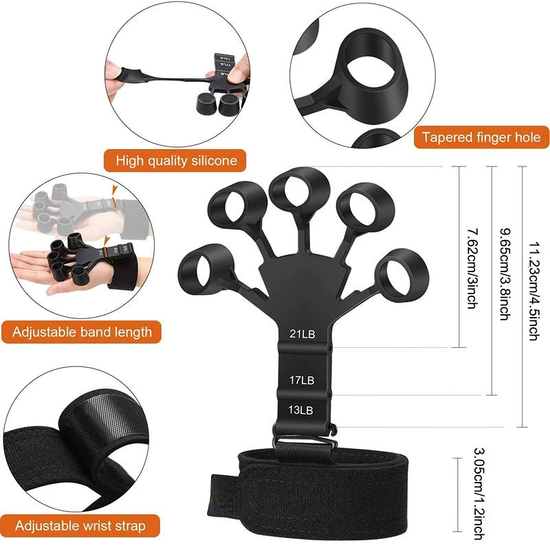 Hand Grips Finger Gripper Flex Gripster Guitar Grip Exerciser Strengthener 6 Resistant Levels Expander Rubber Trainer Elastic 230406