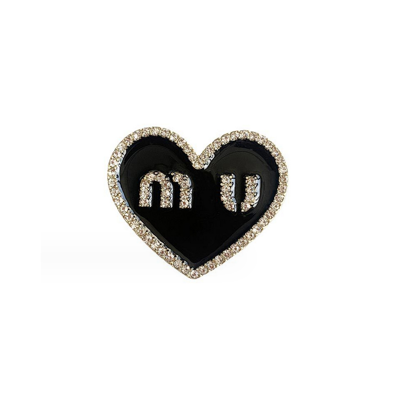 Women Crystal Letter Brooch Cute Heart Letter Brooch Suit Lapel Pin Gift for Love Girlfriend