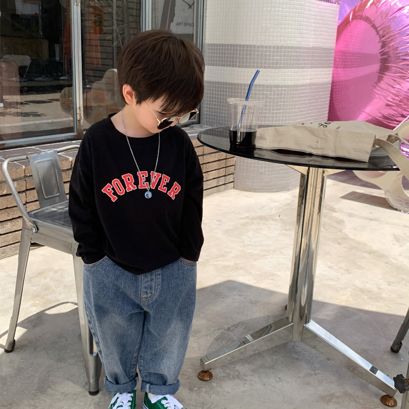 Jeans Autumn Boys' Retro Style Casual Jeans 2-8 Year Children's Beach Wash Loose Fit Full Pair Jeans 230406