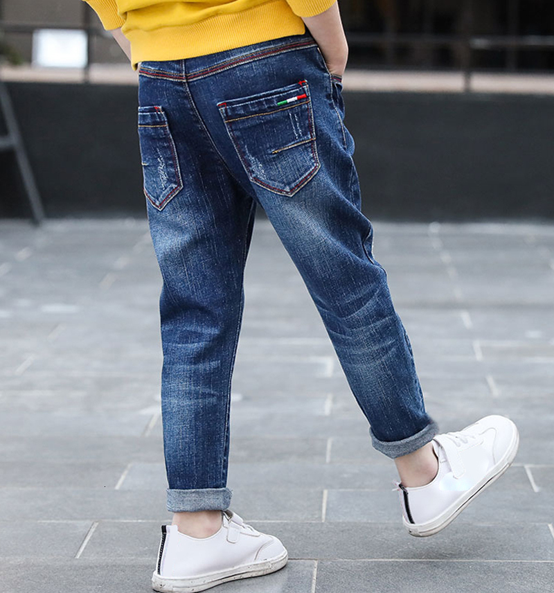 Jeans IENENS 4-11 Year Old Boys' Clothing Slim Straight Jeans Classic Bottom Children's denim Clothing Pants Children's Boys' Casu