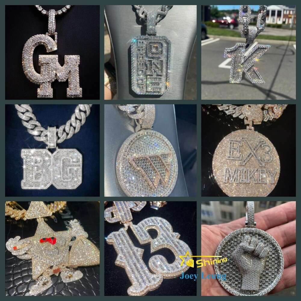Hip Hop Fine Jewelry Face VVS Moissanite Dia Necklace Custom 3D Iced Out Pendant