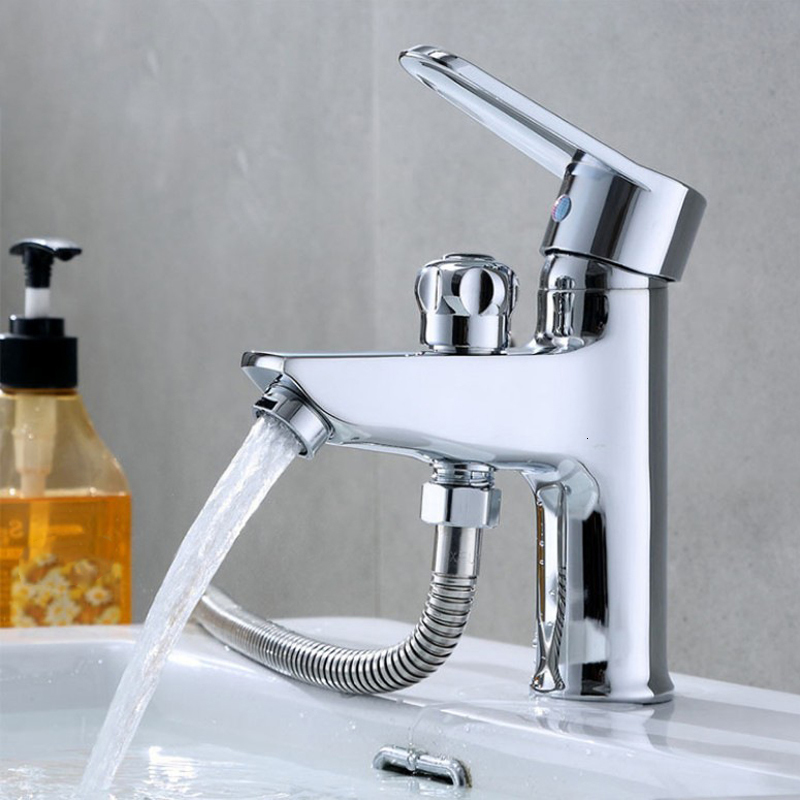 Bathroom Sink Faucets 2 in 1 Basin Faucet Brass Handheld Toilet Bidet Sprayer Cold and Water Mixer Bathtub Tap with Shower Set 230406