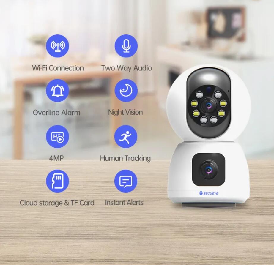 2MP Dual lens wifi camera ptz wireless network camera CCtv security product baby monitor Surveillance product