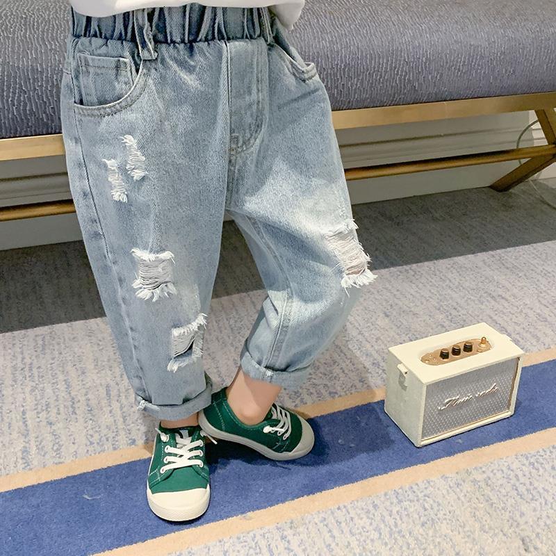 Jeans Fashion Kids Boys Spring Autumn High Elastic Waist Jeans Trousers Children's Clothing Casual Slim Long Jeans C136 230406