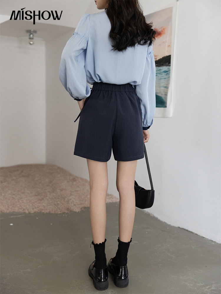 Women's Shorts MISHOW Office Lady Shorts Women Autumn Korean Loose Bandage High Waist Wide Leg Pants Solid Bandage Casual Trousers MXB32K0473 230