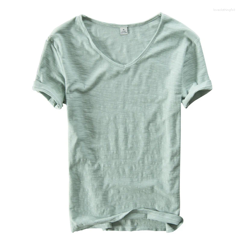 Men's T Shirts Summer Shirt Men Linen Cotton Short Sleeve Tshirt V-neck Tops&Tee Breathable Comfortable Slim T-shirt Dropshopping