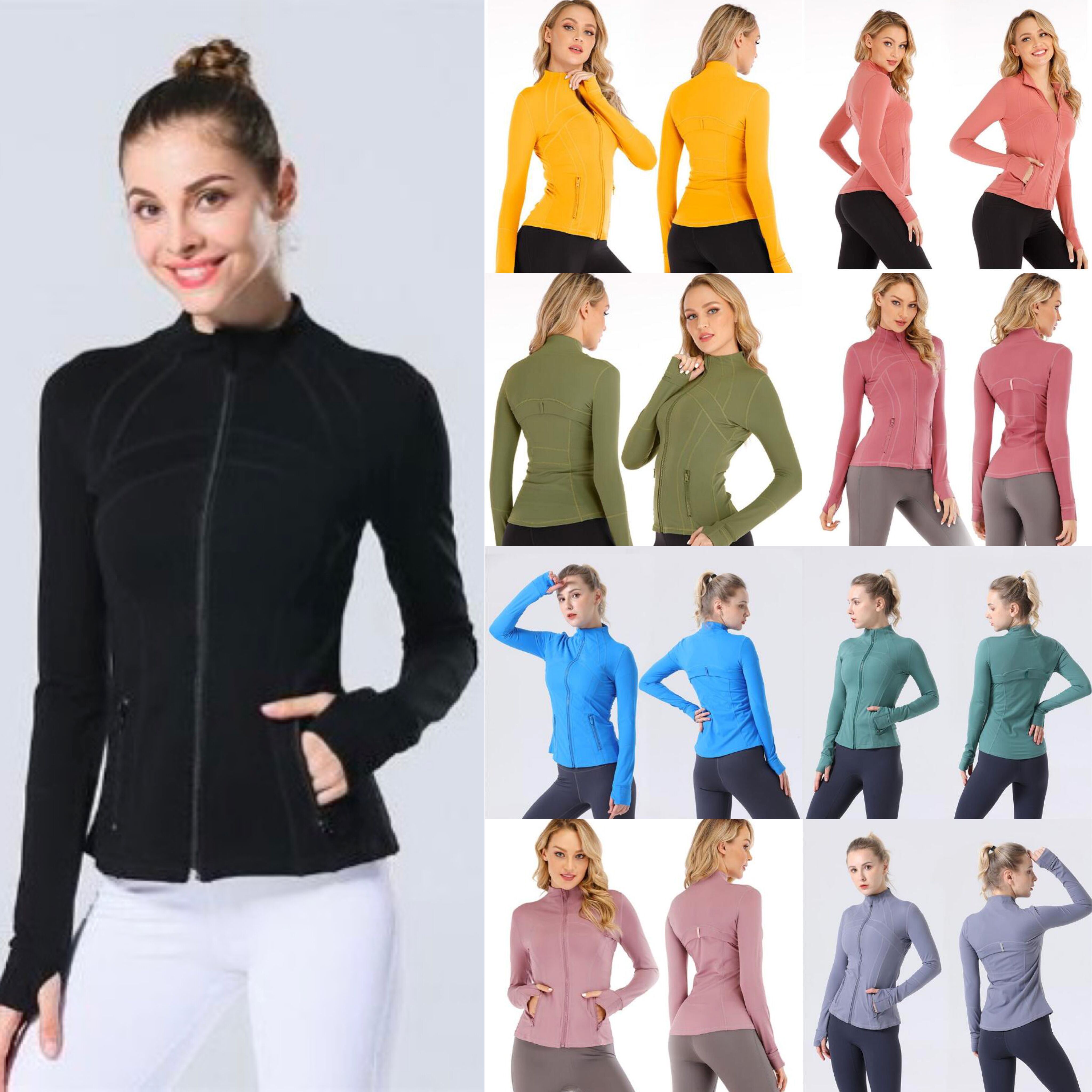 2024 Womens Yoga Jacket Long Sleeves Outfit Solid Color Back Zipper Gym Jackets Shaping Waist Tight Fitness Outfit Sportswear For Lady