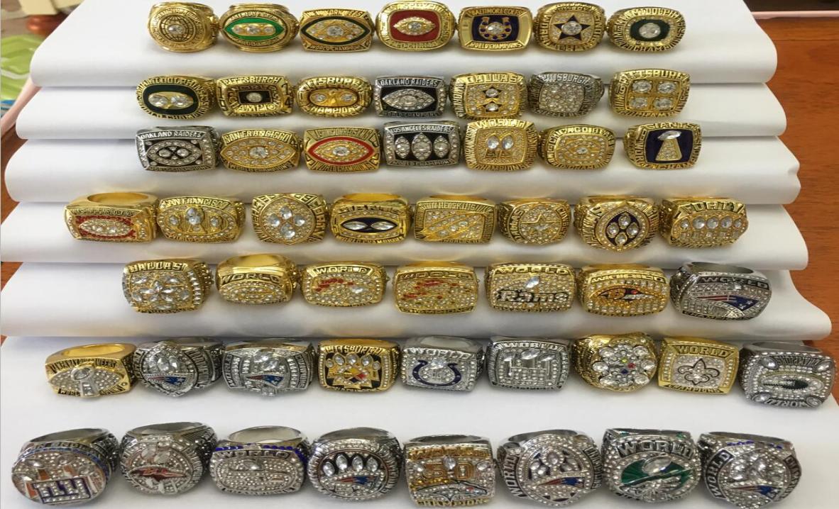 1966 to year Super Bowl American Football Team Stones Champions Championship Ring Souvenir Men Fan Gift Jewery Can Mix Team O