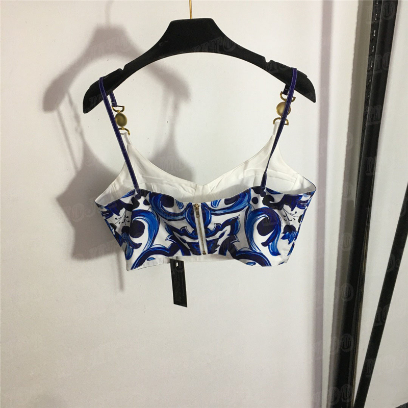 Vintage Print Sling Vest Dress Sets For Women Fashion Sexy Tank Top High Waist Skirts Party Wedding