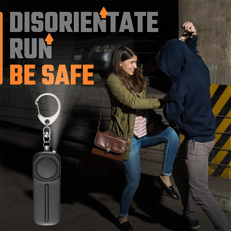 130db Safe Sound Personal Alarm Keychain Bright LED Light Self_Defense Emergency Alert Key Ring For Women Children Girls Elderly