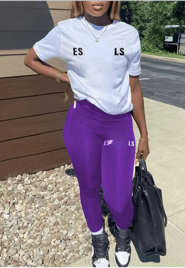 Summer Tracksuits Women Letter Printed Personalized Casual Short Sleeve Two Piece Set Women Sports Tracksuits Jogging Suits Plus Size S-5xl