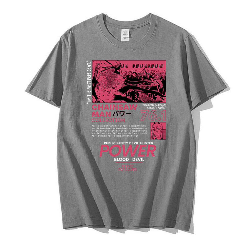 Mens TShirts Chainsaw Man Power T Shirt Aesthetic Couple Graphic Tees Tops Women Oversized Short Sleeve Tshirt Harajuku Kawaii 230406