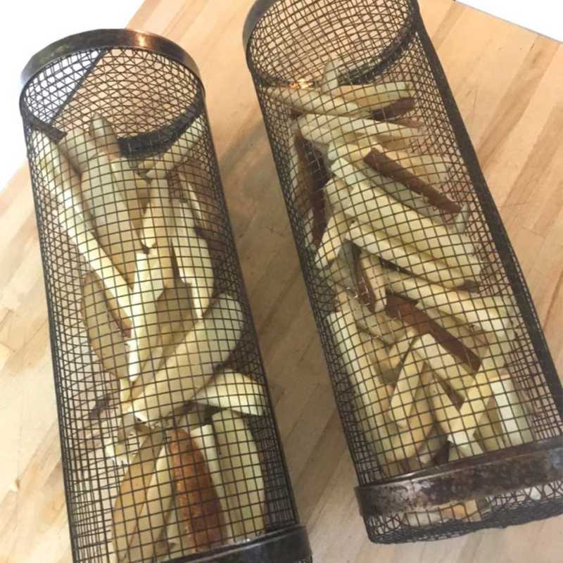 BBQ Tools Accessories Stainless Steel Grilling Roaster BBQ Rotisserie Basket Oven Cage Steak Shrimp Vegetable Shelf Basket Baking Tools