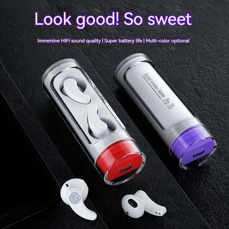 TWS 5.3 PRO T6 Earbuds Rotating Spacecraft Transparent Bluetooth Earphones Wireless Bluetooth headset with charging box