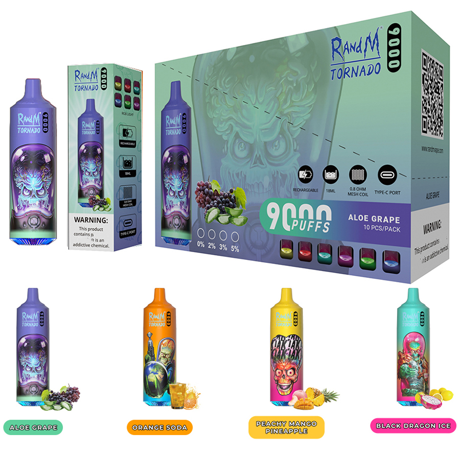RandM Tornado 9000Puffs E cigarette Disposable 18ML Prefilled Pod 850mAh Battery Rechargeable 2% 5% Glowing RGB No leaking Original 38 Flavors Mesh Coil
RandM Tornado 9000Puffs E cigarette Disposable 18ML Prefilled Pod 850mAh Battery Rechargeable 2% 5% Glowing RGB No leaking Original 38 Flavors Mesh Coil
