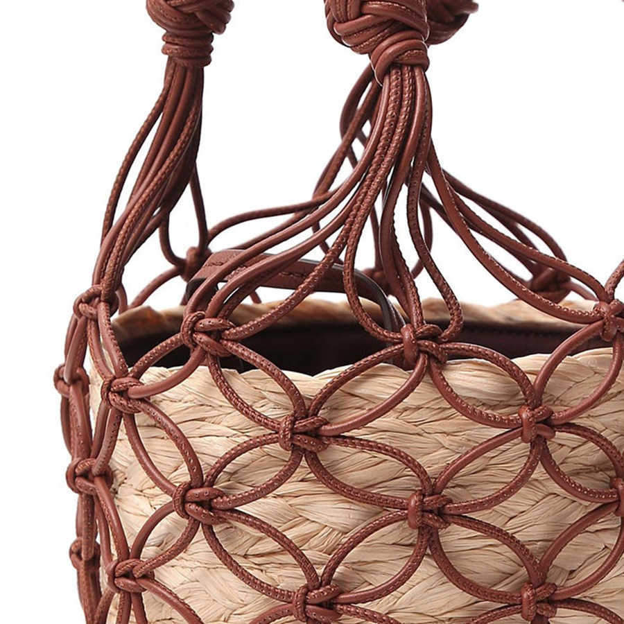 the same fashionable straw woven hollowed out handbag casual and simple fishing net single shoulder womens bag shopping versatile crossbody bag 230406