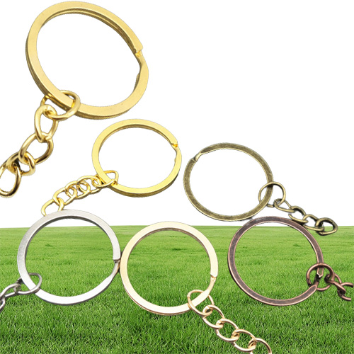 jewelry Accessories 50pcslot Key Chain Key Ring Bronze Rhodium Gold Color Round Split Keyrings Keychain Jewelry Making Whole515050