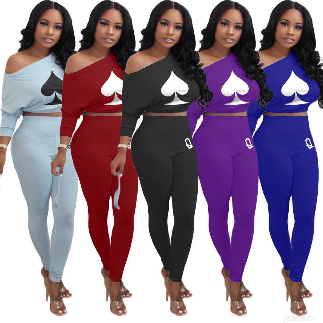 Wholesale fashion pants casual ladies sports printed letters long-sleeved t-SHIRTpant Suit 2-piece jogging