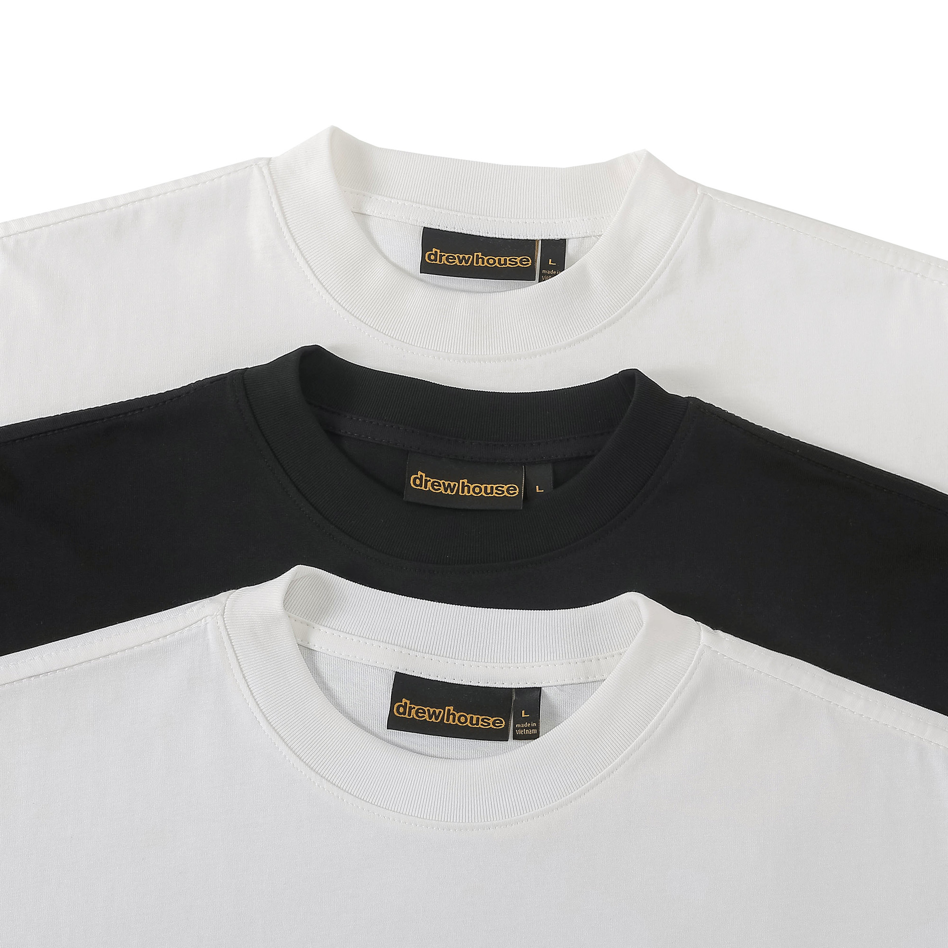 summer solid crewneck cotton loose men white draw face embroidery t shirt