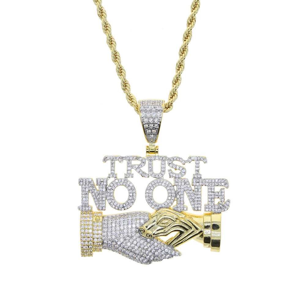 Hip Hop TopBling Mens Street Rap Jewelry Pendant Necklace Full 5A Zircon 18k Real Gold Plated