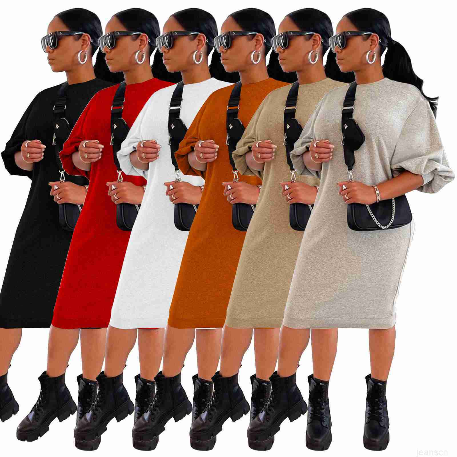 Women Designers Clothes fashion leisure solid color loose dress casual dresses for women