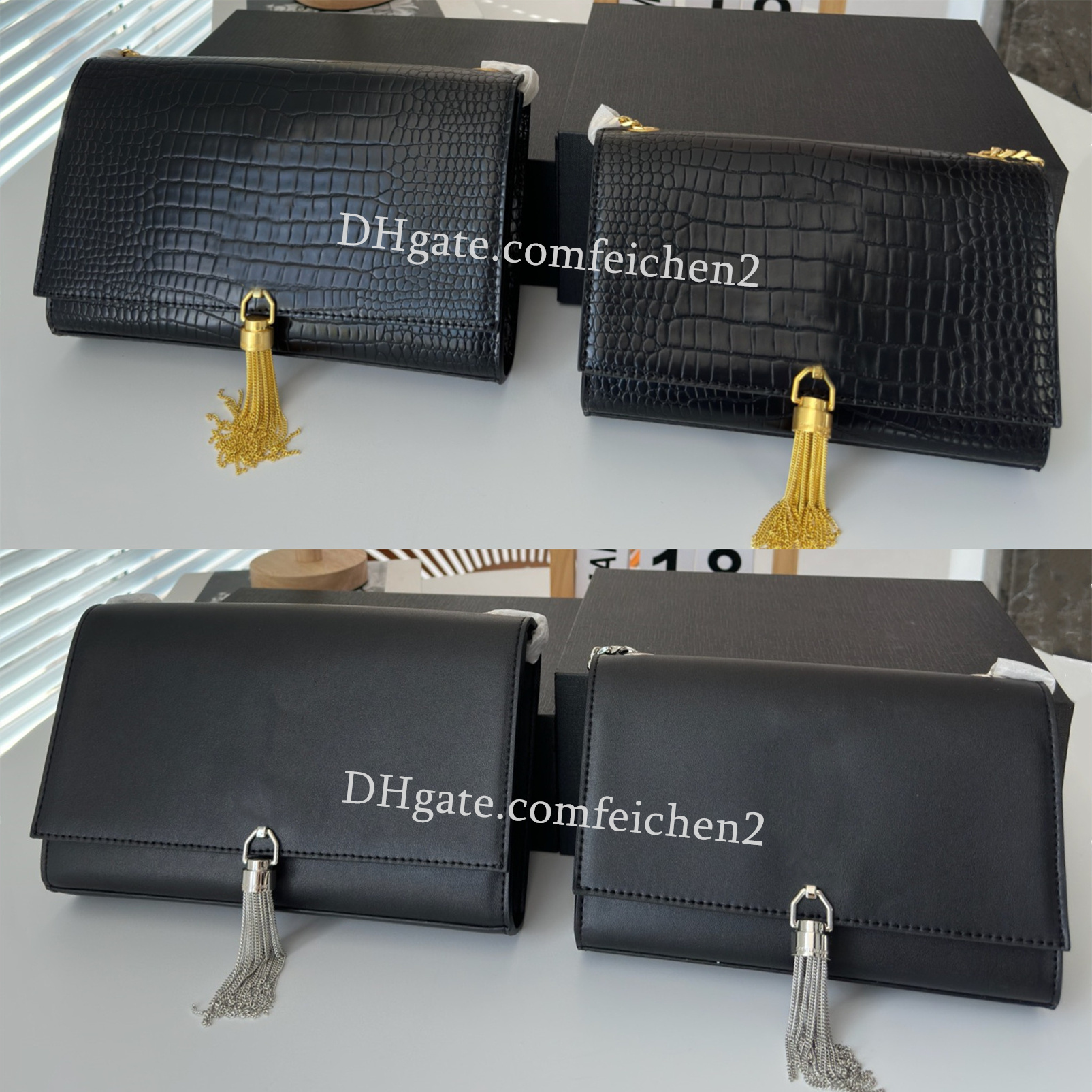 Evening Bags Women envelope bag Gold tassel decoration Designer shoulder bag Cover type satchel alligator pattern Caviar pattern Fashion bag wallet with box, Black caviar+gold tassels
Evening Bags Women envelope bag Gold tassel decoration Designer shoulder bag Cover type satchel alligator pattern Caviar pattern Fashion bag wallet with box, Black caviar+gold tassels