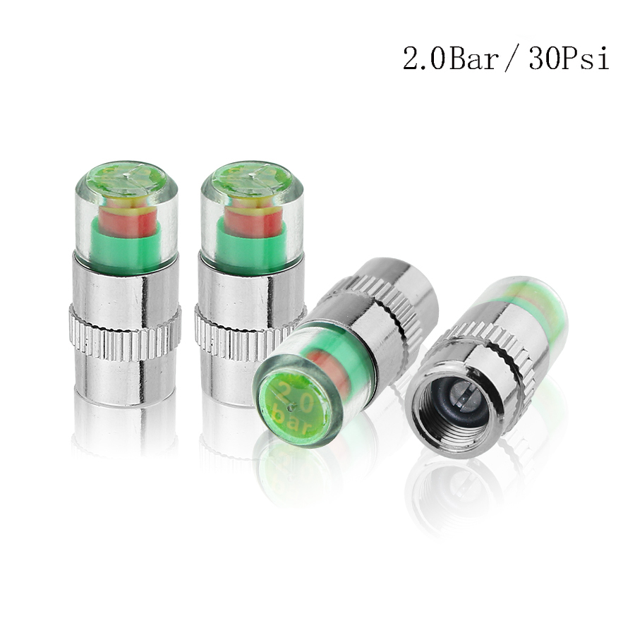 AUTO 2.0/2.2/2.4 Bar 30/32 PSI Car Tire Pressure Monitor Pressure Gauge Cap Sensor Indicator Alert Monitoring Tools Kit 4pcs/Lot