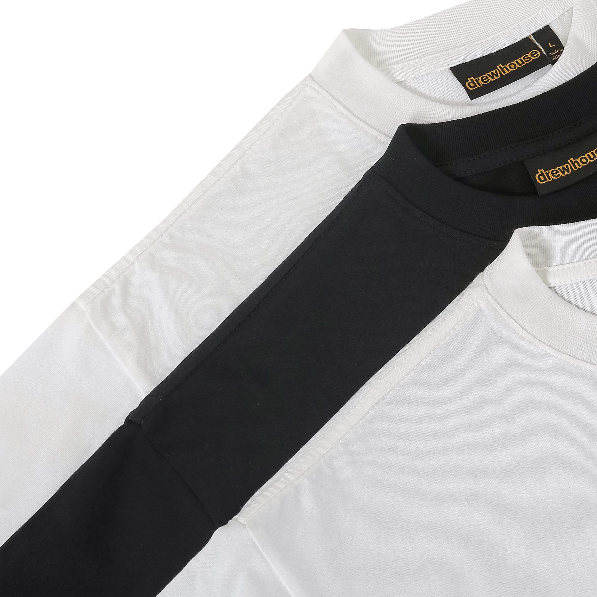 summer solid crewneck cotton loose men white draw face embroidery t shirt