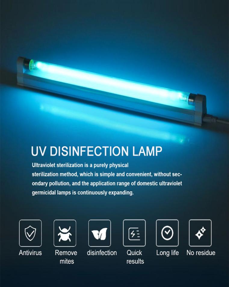 AC110V 220V Ultraviolet Germicidal Light 254nm T5 6W 8W Quartz Ultraviolet lamp UV LED Lamp Bactericidal Lamp For home and hospita