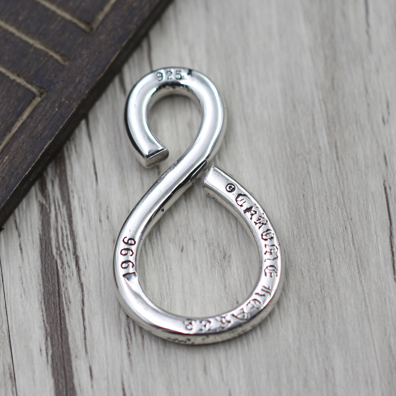 H04 S925 Sterling Silver Keychain Fashion Car Keychain Bag Buckle S-shaped Cross Flower Letter Pendant Versatile Personalized Punk Hip Hop Jewelry Sty