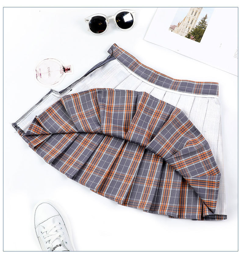 Skirts Super SchoolSkirt Plaid Pleated Skateboard Women's Spring Summer High Waist Sprint Skateboard Autumn Academy Yellow A-character Skateboard