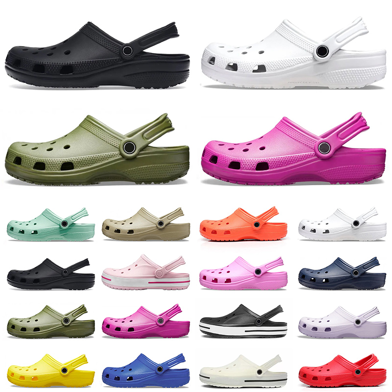 

classic croc clog buckle designer slides sandals platform heels slippers men women triple white black khaki rose pink waterproof shoes nursing hospital outdoor, C25 purple m4-m7