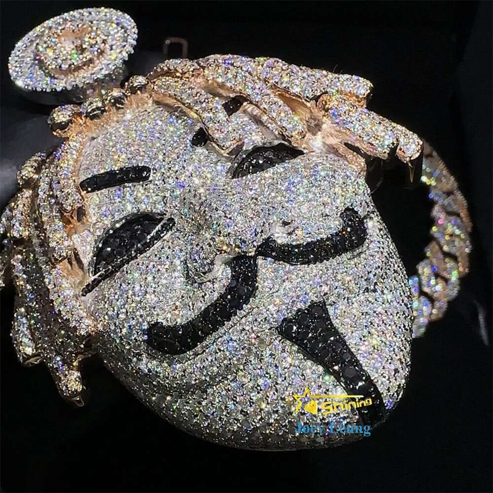 Hip Hop Fine Jewelry Face VVS Moissanite Dia Necklace Custom 3D Iced Out Pendant