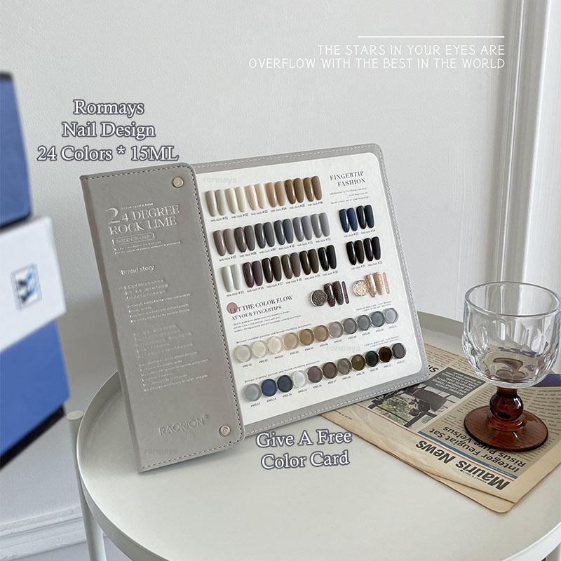 Rormays 24 Color Gel Polishing Nail Polish Set Autumn and Winter New Grey Semi Permanent Varnish Gel UV LED Immersion Primer Finish Nail Salon Factory