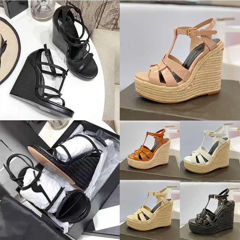 Designers Womens Cassandra Sandals Ladies Wedge Espadrilles Black Patent Leathers 10.5 CM High Heels Adjustable Buckle Girls Wedding Dress Shoes 35-41 With Box NO325, 21
Designers Womens Cassandra Sandals Ladies Wedge Espadrilles Black Patent Leathers 10.5 CM High Heels Adjustable Buckle Girls Wedding Dress Shoes 35-41 With Box NO325, 21