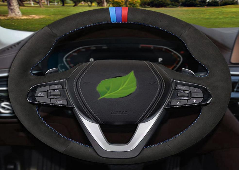 DIY Nonslip Black Genuine Leather Suede Car Steering Wheel Cover for BMW G20 G21 G30 G31 G32 X3 X5 G05 X7 G07 G01 X4 G02 Z4 G29