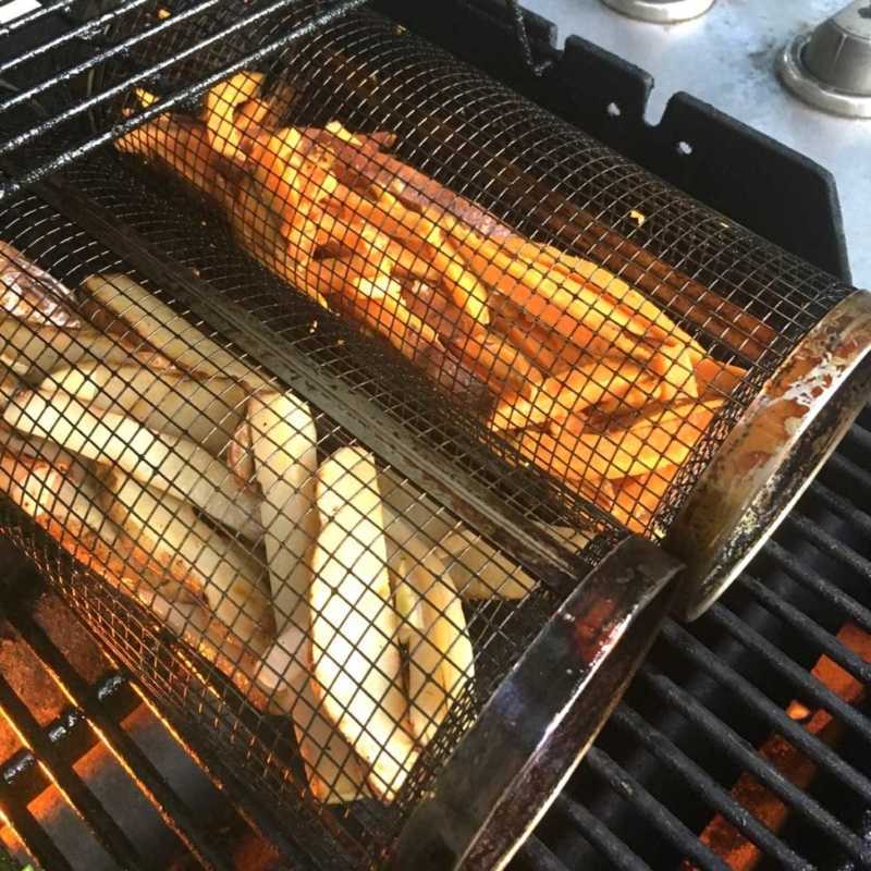 BBQ Tools Accessories Stainless Steel Grilling Roaster BBQ Rotisserie Basket Oven Cage Steak Shrimp Vegetable Shelf Basket Baking Tools