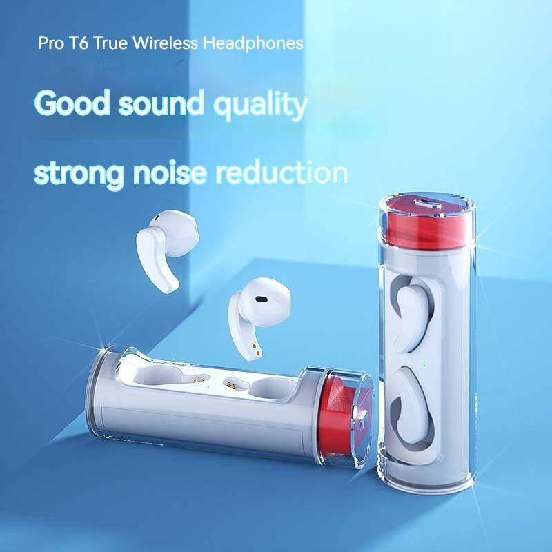 TWS 5.3 PRO T6 Earbuds Rotating Spacecraft Transparent Bluetooth Earphones Wireless Bluetooth headset with charging box