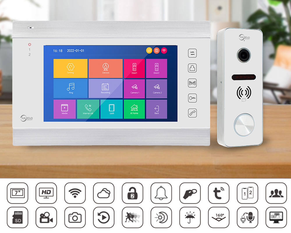 Anjielosmart 1080p 7 Inch Video Intercom Smart Home Security Protection Handsfree Smart Home Waterproof Doorbell Camera