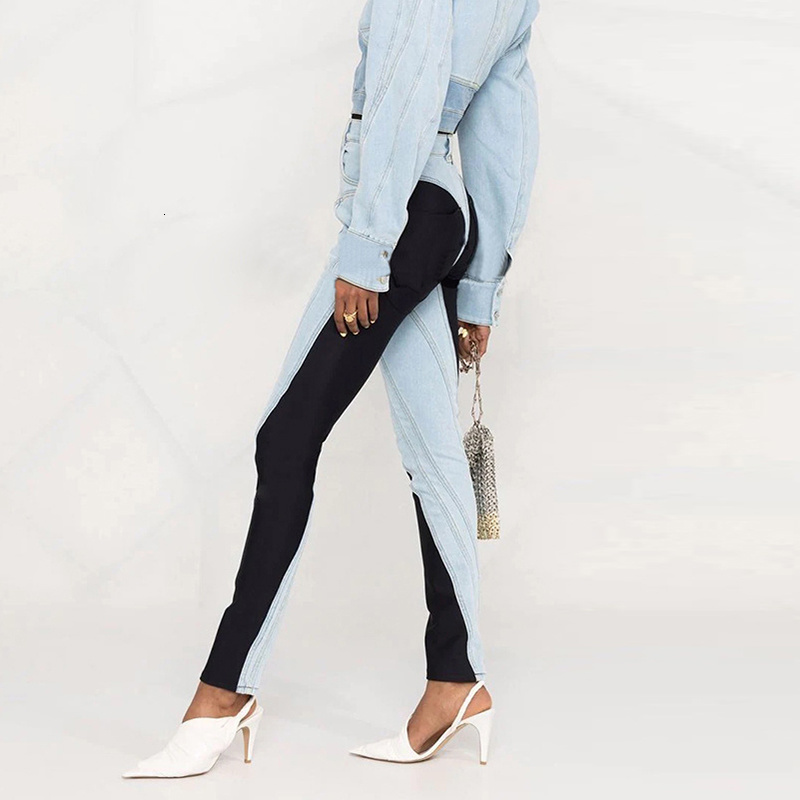 Women's Shorts TWOTYLE Streetwear Denim Pants For Female High Waist Loose Patchwork Colorblock Trousers Fashion Autumn 230404