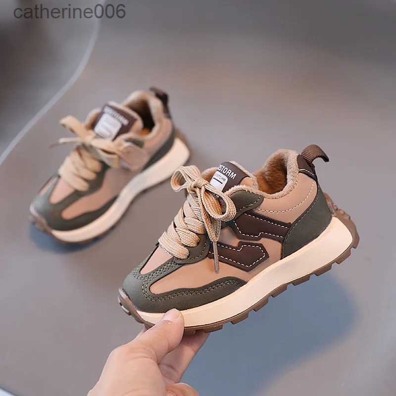 Sneakers Winter New Boys Girls Plush Sneakers For Kids Casual Sports Shoes Baby Toddler Warm Cotton Shoes Child Running Shoes Size 21-30L231106