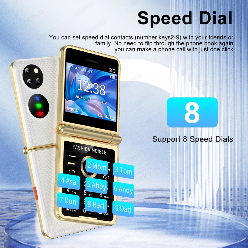 Unlocked P21 Flip Mobile Phone 4 SIM Card 2G GSM HD Camera Magic Voice Blacklist LED Flashlight Speed Dial Super Lightweight Flip Pocket Cell Phone