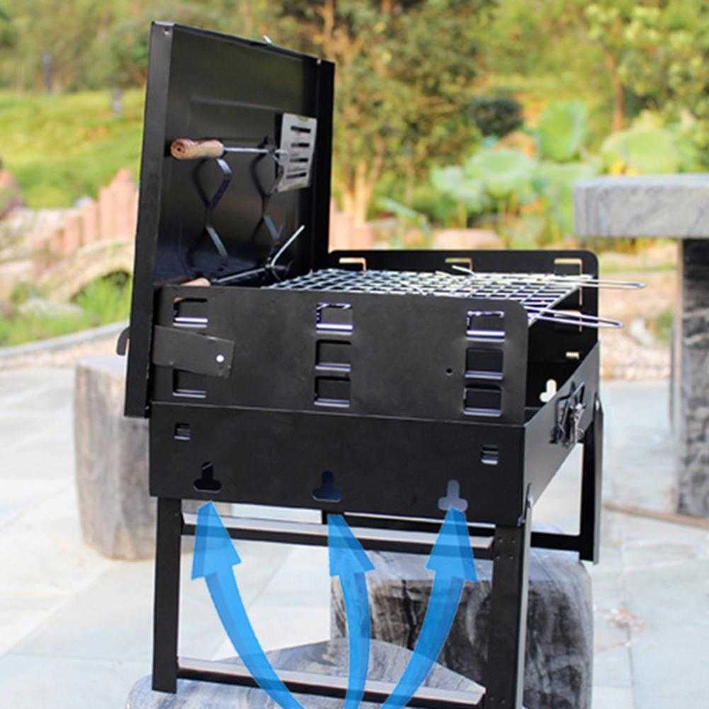 BBQ Tools Accessories Outdoor Barbecue Charcoal Grill Portable Box Type Stove Non-Stick Oven Foldable Picnic Camping Baking Barbe Rack