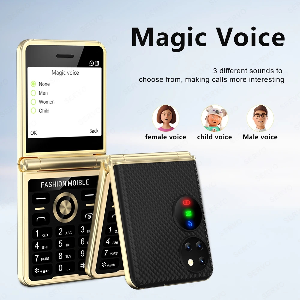 Unlocked P21 Flip Mobile Phone 4 SIM Card 2G GSM HD Camera Magic Voice Blacklist LED Flashlight Speed Dial Super Lightweight Flip Pocket Cell Phone